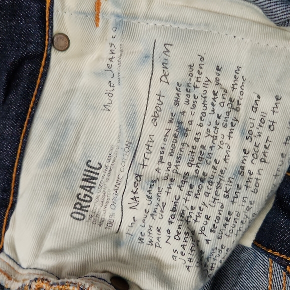 NUDIE BUTTON GRIM TIM ORGANIC DRY NAVY JEAN - Picture 7 of 14